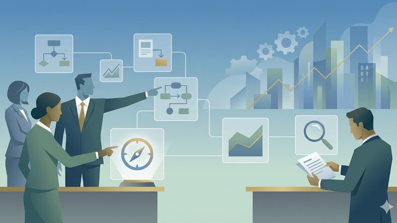 Современная иллюстрация, символизирующая подбор высококвалифицированных финансовых директоров и экспертов компанией ИнтелКонс Финанс.