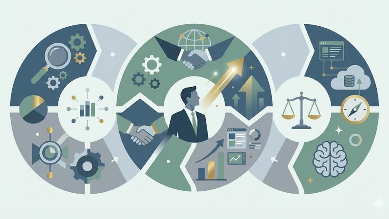 Современная иллюстрация, символизирующая подбор высококвалифицированных финансовых директоров в будущем, тренды 2026 года.